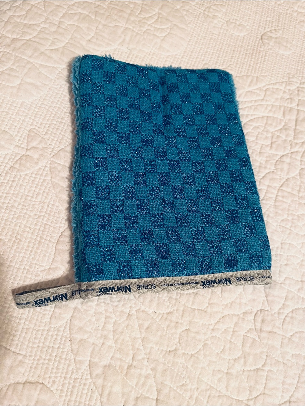 Blue Double Sided Bathroom Microfiber Scrub Mitt NEW